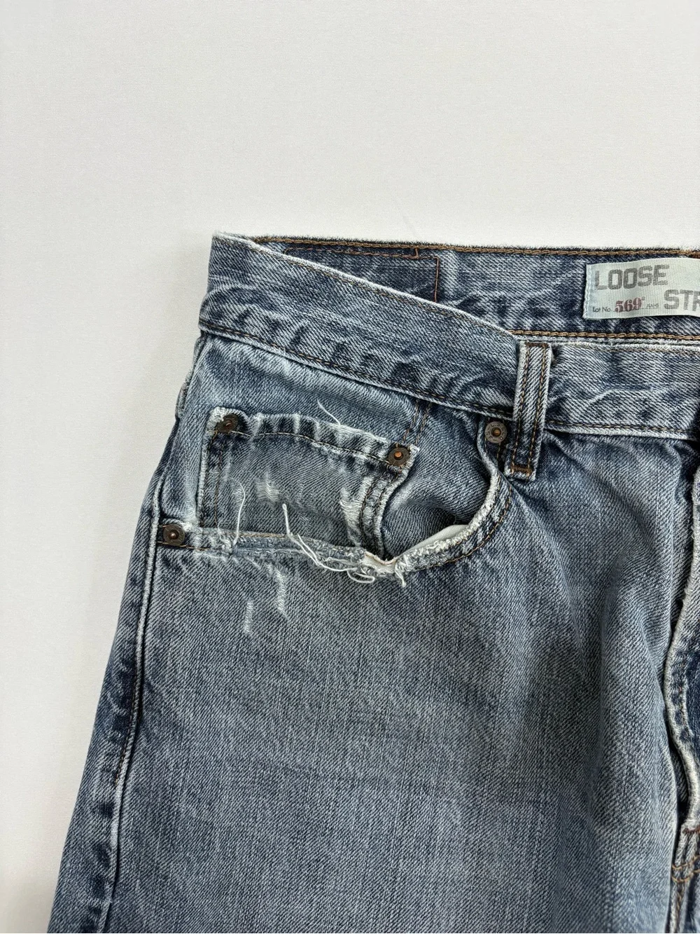 Levi’s 569 Jeans Loose Baggy Wide Leg Grunge Skate Distressed Faded Y2K 33x32